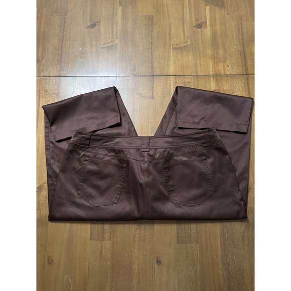 Brown Satin Capri Pants Women Size 16 Mid Rise Elegant Casual - Picture 5 of 6
